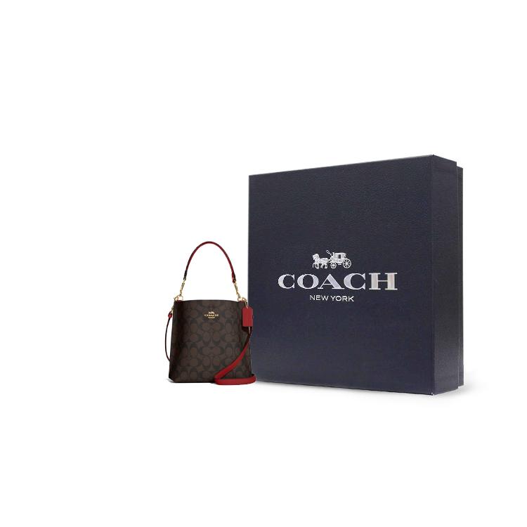 New COACH Mollie Artificial Leather Bucket Bag, Handbag, Shoulder Bag, Crossbody Bag Small Women's Brown CA582-IMRVQ