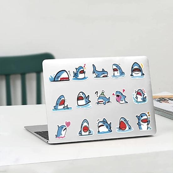 50ks/sada Cartoon DIY Phone Sticker Samolepící vodotěsný PVC obal na žraloka Pohár na zavazadla Skateboard Laptop Scrapbook Graffiti obtisk
