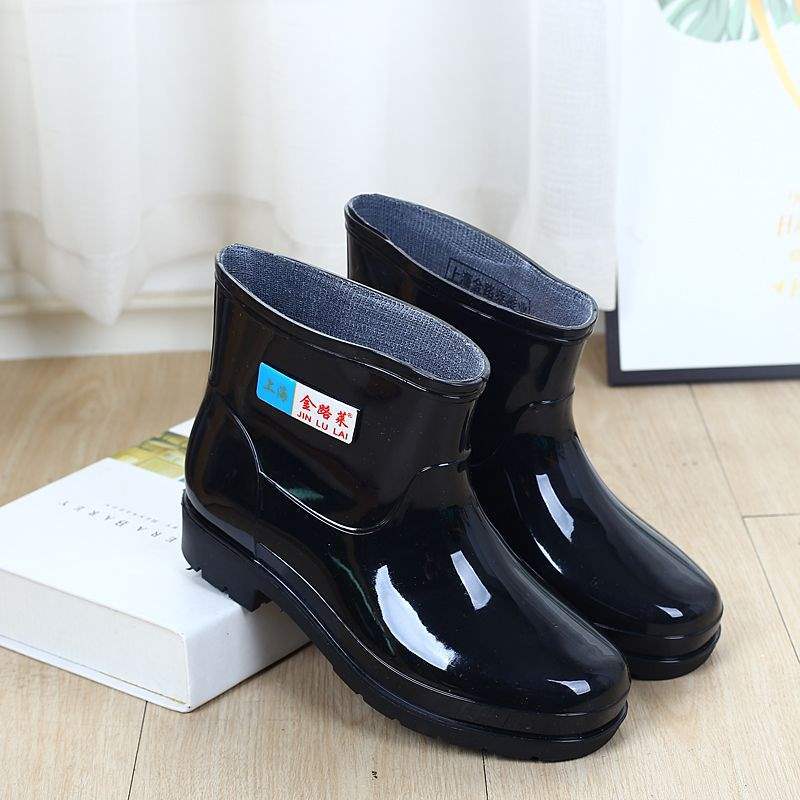 

2025 новая мода нескользящие дождевые ботинки мужские уличные ботинки интернет-знаменитость теплые короткие низкие дождевые ботинки мужские резиновые сапоги 41