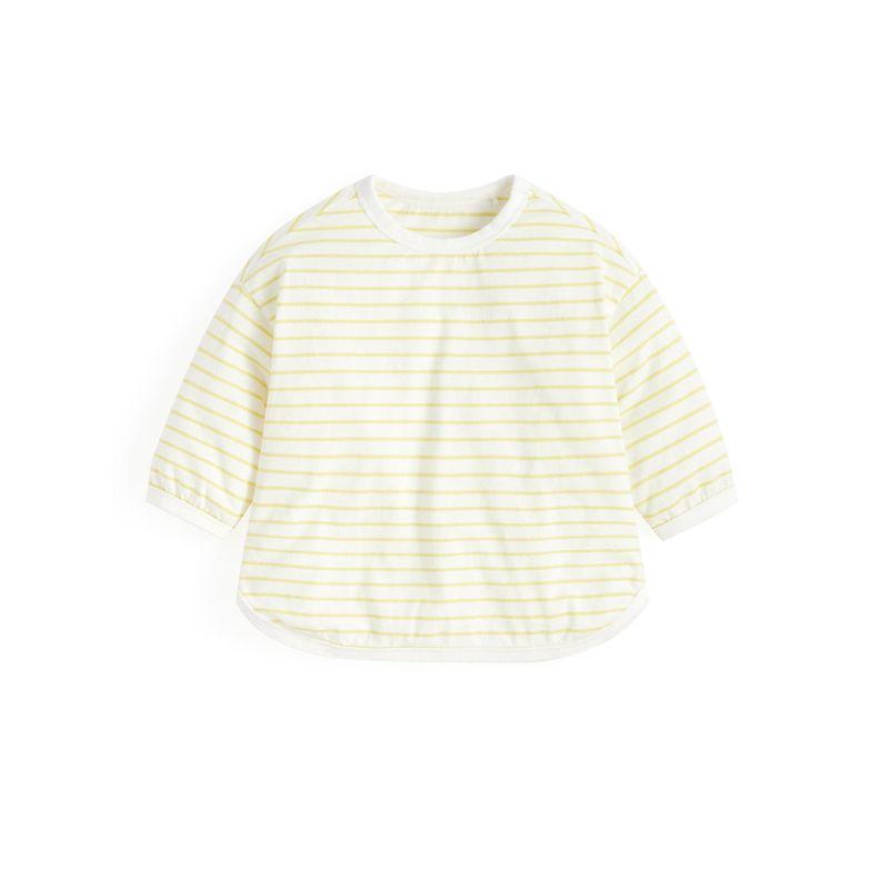 Girl Long Sleeves T-Shirt 2024 New Arrival Spring & Fall Boy's 3/4 Sleeve Kids Stripes Bottoming Shirt Baby 100% Cotton Coat
