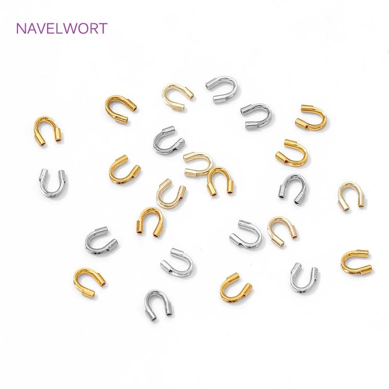 50/100pcs 18K Gold Plated Brass Wire Guard Guardian Protectors Loops U Shape Clasps Connector,DIY Jewelry Making Accessories