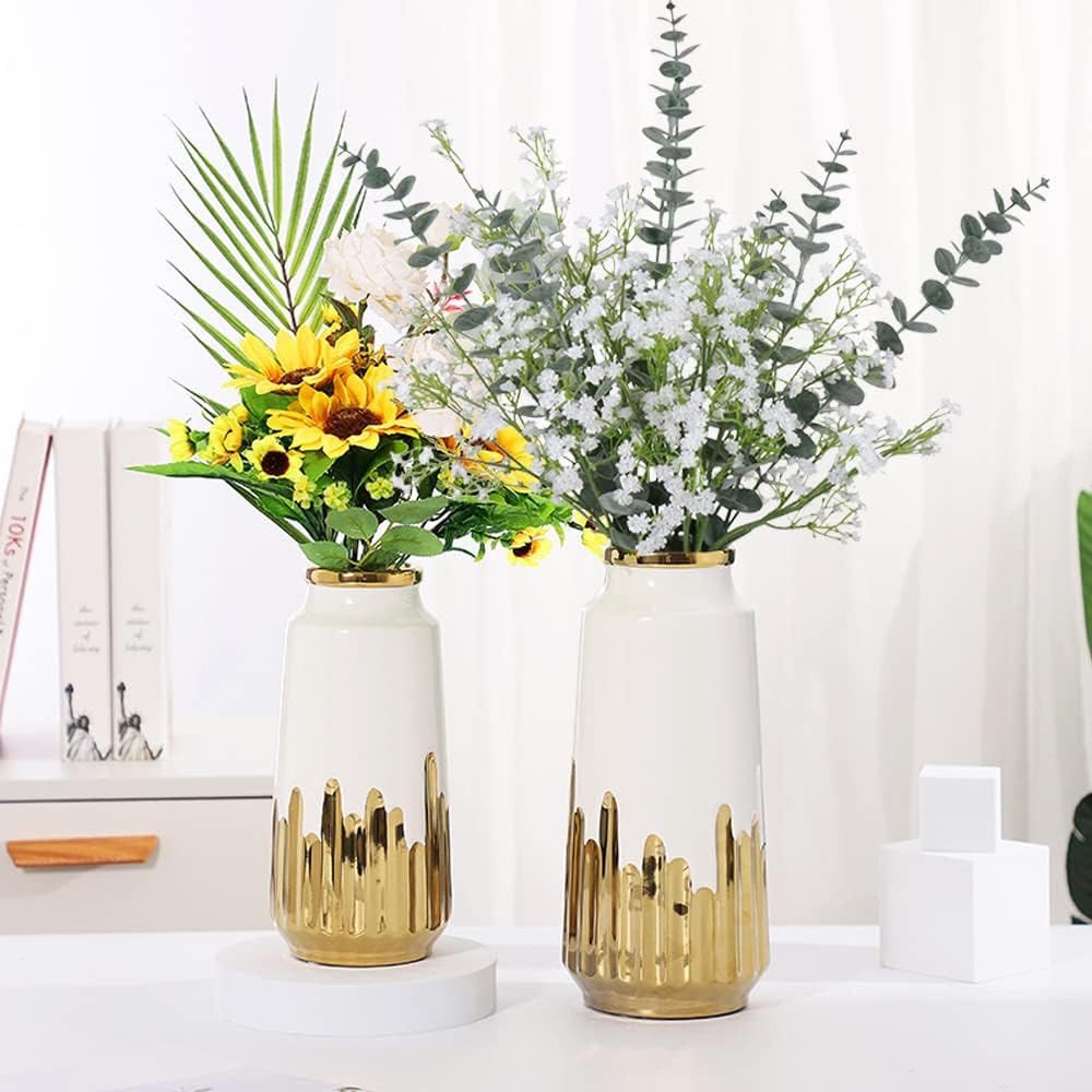 WEISPARK Artificial Eucalyptus Stems Leaves Babys Breath Bouquet- 20pcs Gypsophila Artificial Flowers and Faux Greenery Eucalyptuses for Vase