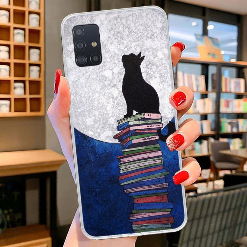 Black Cat Cartoon Cute Cover Phone Case For Samsung Galaxy A12 A22 A32 A52 A72 A02S Phone Case Note 20 Ultra 10 S10 Plus A51 A71