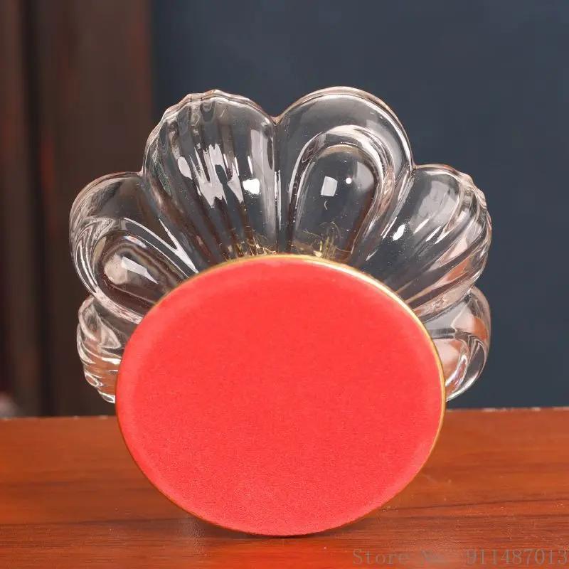 Crystal Glazed Lotus Shaped Fruit Plate Serving Colorful Household Restaurant Supplies Indoor Buddha Ornaments Tribute Plate 1Pc