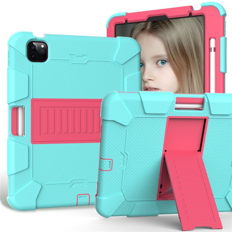 Shockproof Silicone Case With Kickstand IPad Air 4 10.9 Inch 2020 Full Coverage Dual-Tone Design Sleep/Wake Support