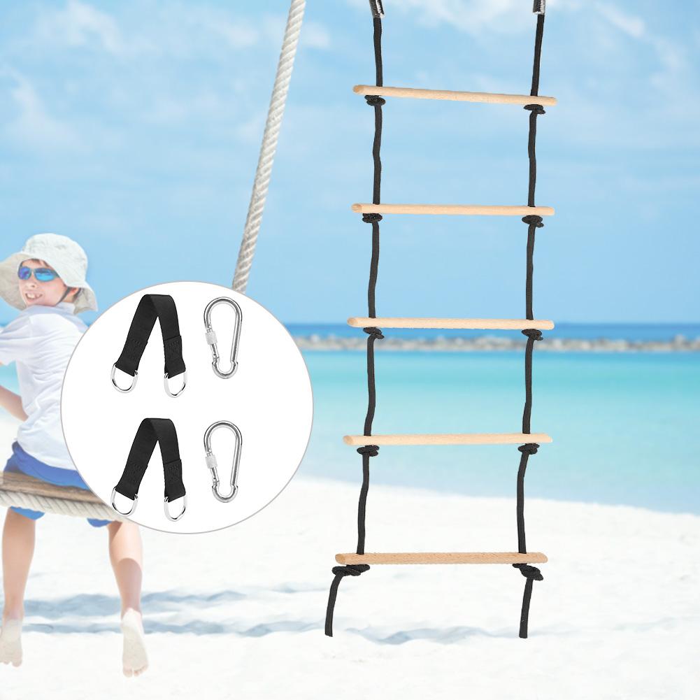Children Swing Recreation Toy 5 Steps Outdoor Kid Wooded Playing Climbing Rope Ladder Fitness Equipment for Indoor