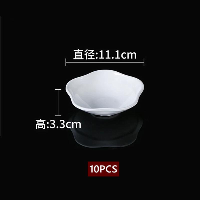 10PCS White Melamine Sauce Dish Multi-grid Seasoning Plate BBQ Hot Pot Dipping Bowl Restaurant Condiment Small Serving Platter