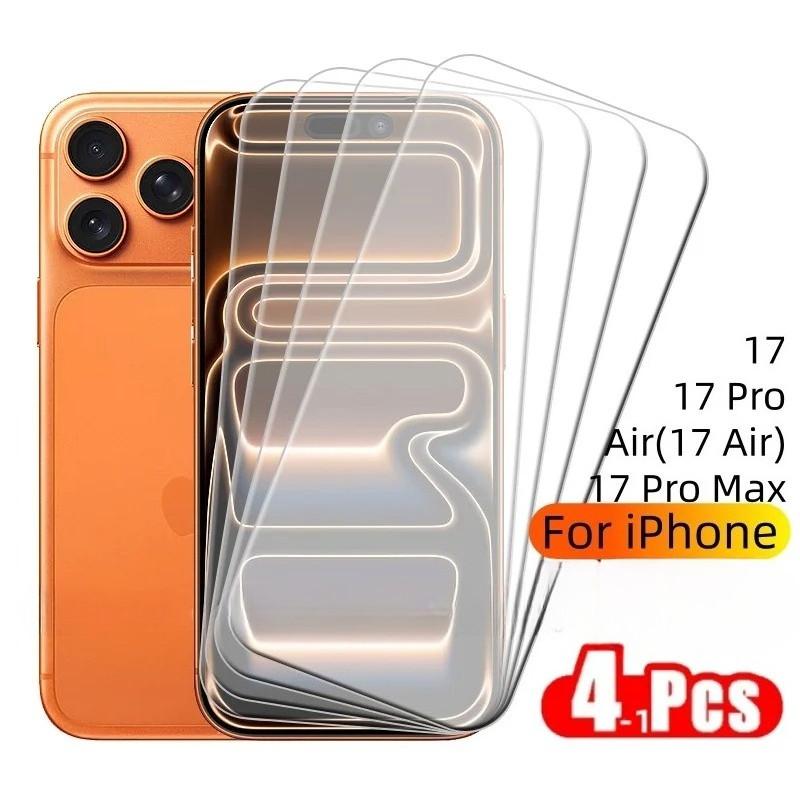 

4 шт. Для iPhone 17 Pro Max Скло iPhone 17 Загартоване скло Прозоре 9H Захисна плівка для екрана iPhone 17 Air iPhone 17 Ａｉｒ білий