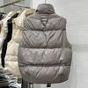 Down Vest Women Winter Windproof Thickened Cotton Sleeveless Jacket Vest Standing Collar Versatile Solid Color Padded Jacket