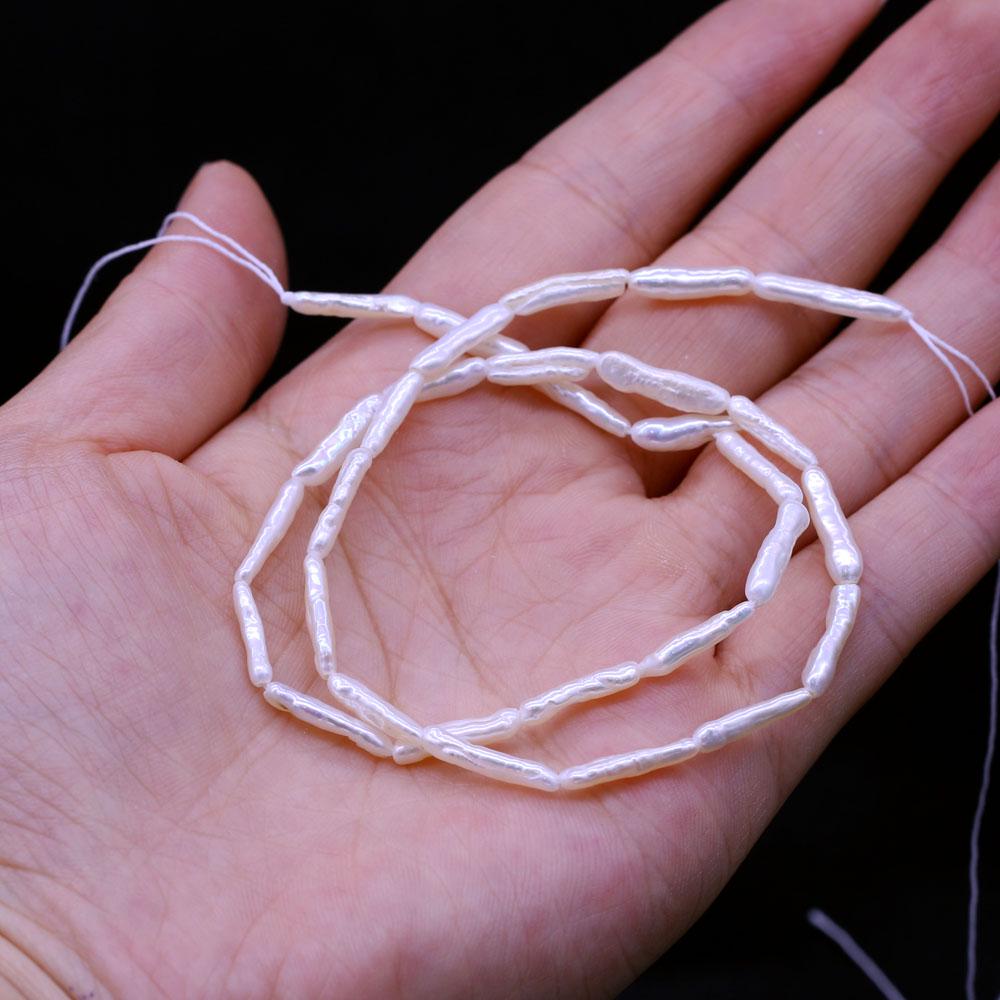 1String, Natural Freshwater Pearls, 4×14-5×15mm White Toothpick Shape Pearl Beads for Jewelry Making DIY Crafts, Wedding Gifts for Women, 36cm