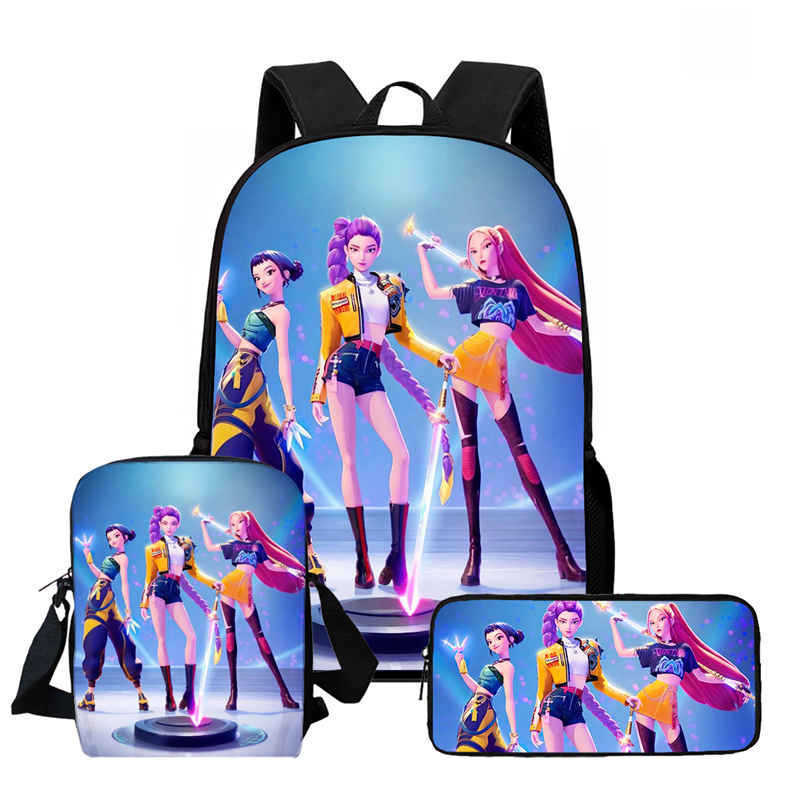 Kpop Hexenjäger High Definition Druck Große Kapazität Hoher Wert Anti-Buckel Verschleißfest Große Kapazität Schultasche Grundschule