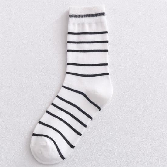 Cartoon Puppy Embroidery Cute Socks Women Autumn and Winter Middle Tube Socks Korean Striped Cotton Knitted Elastic Long Socks