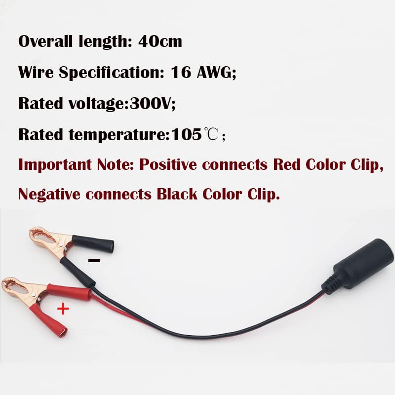 CTRICALVER /24V Clip Type Car Cigarette Lighter Adapter, 25cm 16AWG Cigarette Lighter Socket