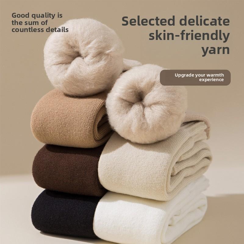 Female Autumn and Winter Thickened Warm and Cold Resistant Soft Waxy Skin Extended Knee Pads Socks