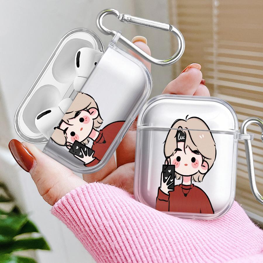 Simple Cool Couple Clear Earphone Cases Cover Case For Airpods 4 1 2 Pro3 Pro2 3 Pro