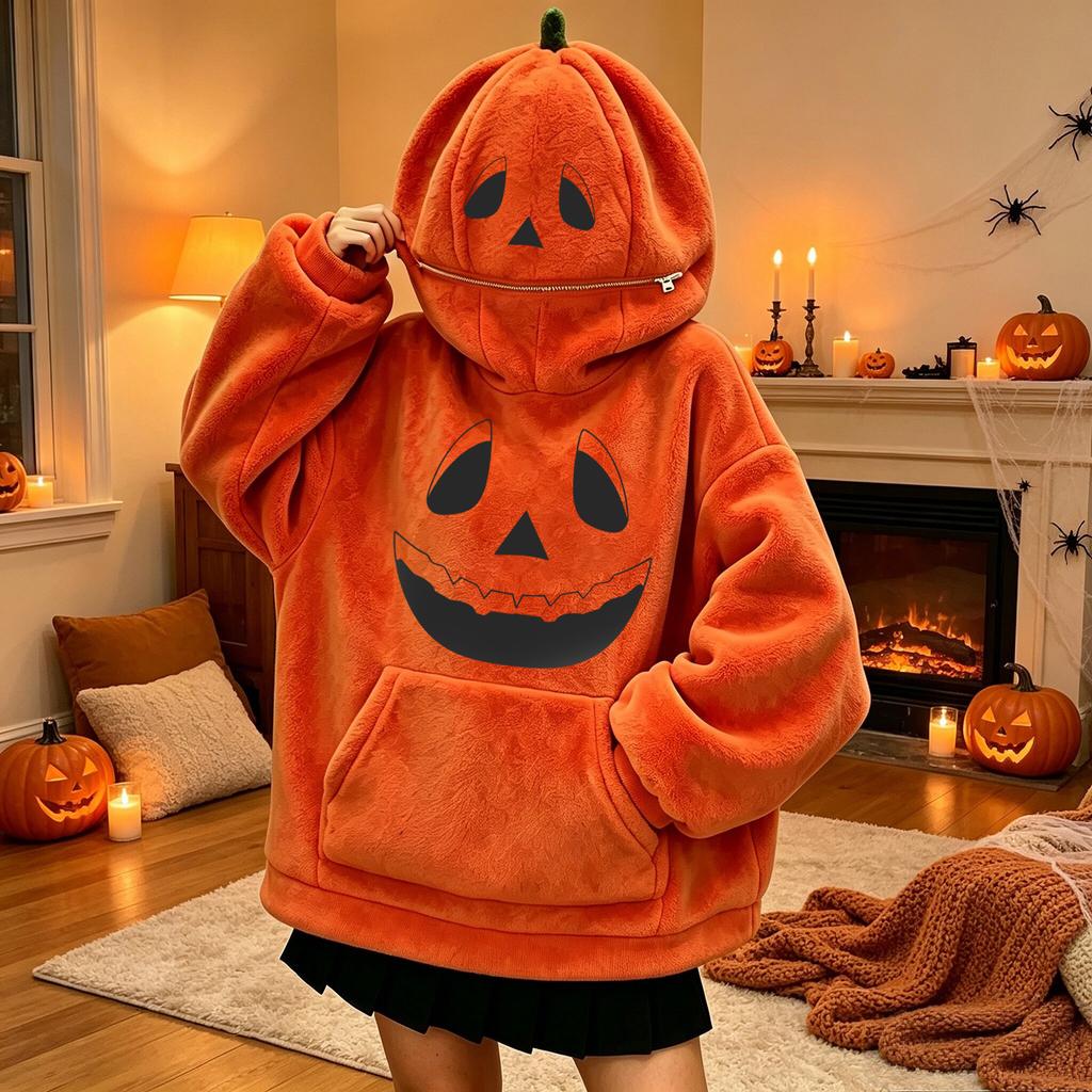 Men's and Women's Matching Halloween Pumpkin-Headed Vintage Sweatshirt