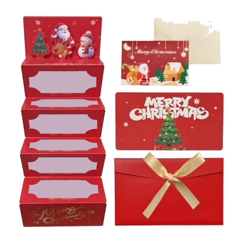 Gift Envelopes 6 Compartments Christmas Card Organiser Santa Snowflakes Decorative Paper Packaging For Parties Event