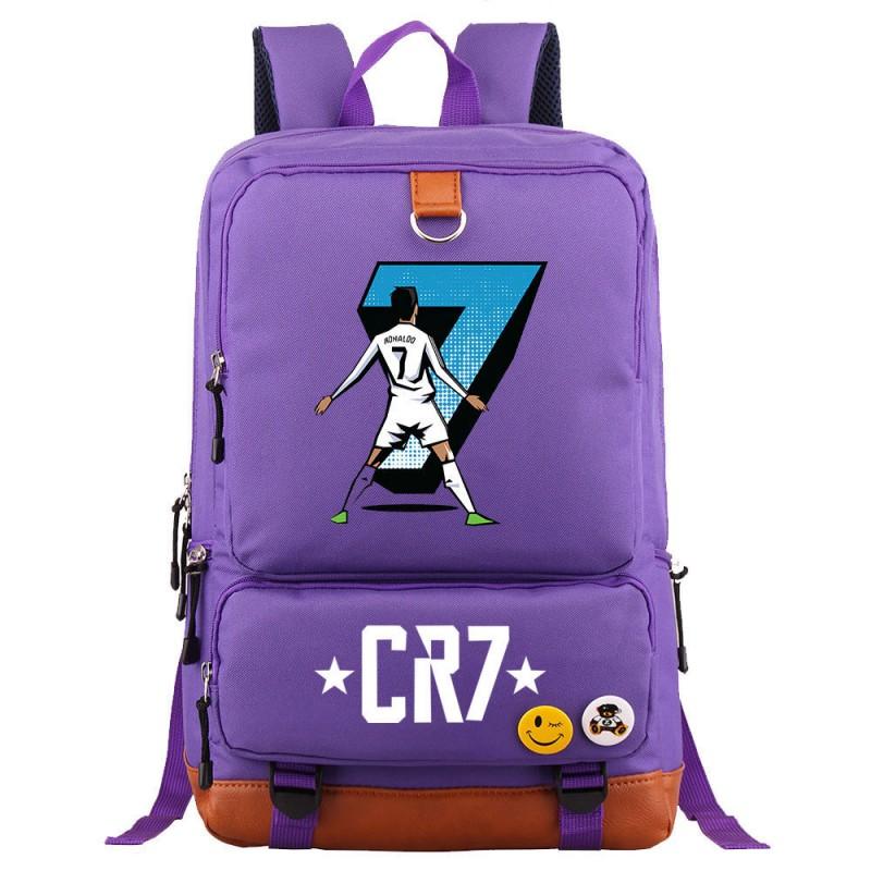 Cristiano Ronaldo Printed Youth School Backpack Teenagers Durable Oxford Fabric Breathable Padded Straps Unisex Travel Bag