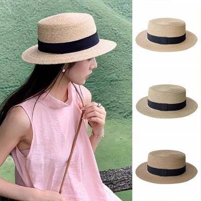 Sunshade Straw Hat French Style Sun Hat Ins Flat Tops Cap  Male and Female