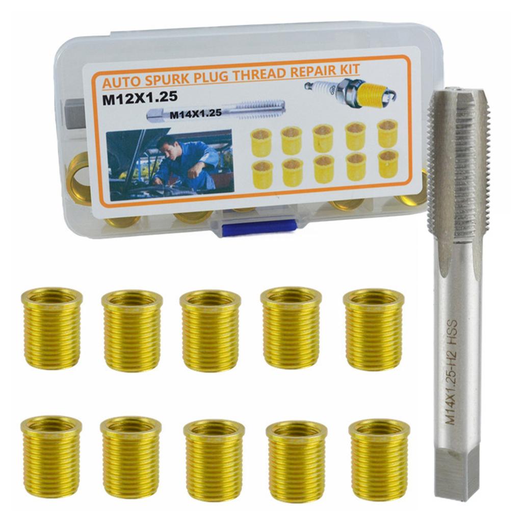 Kit di Riparazione Filettatura Candele ad Alta Precisione M12x1.25 Installazione Semplice per Veicoli Manutenzione del Motore Rapida e Facile