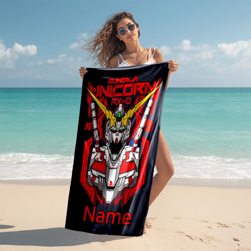 Personalized customized proof beach towel with Mobile Suit Gundam pattern - soft, absorbent,quick-drying,perfect swimming,camping&bathing