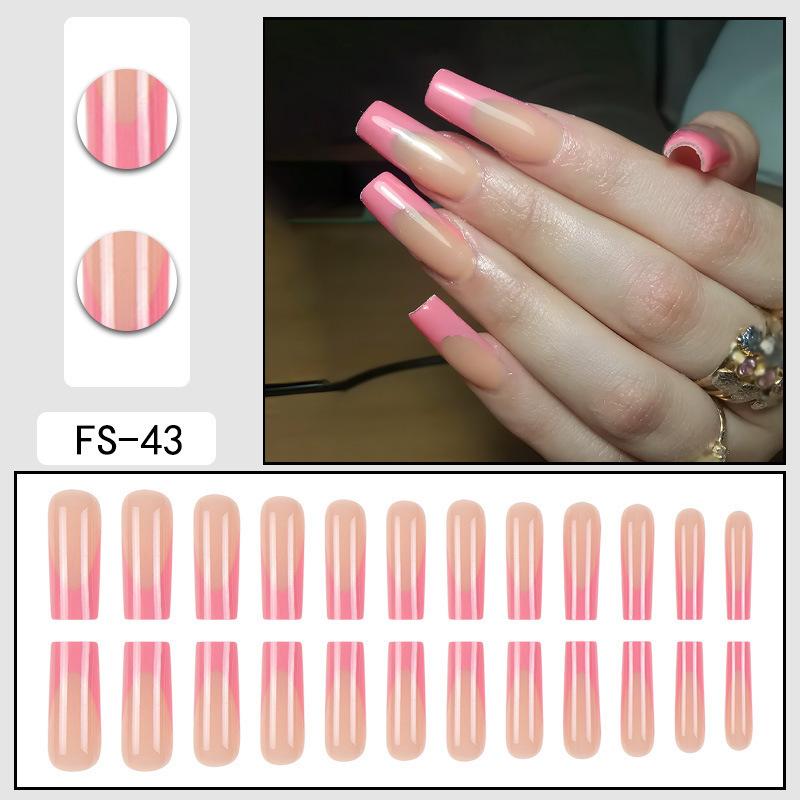 24 Pcs Nude Acrylic Press On Nail Art Short Medium Cheap Artificial Nails Simple White Black French Tips Fake Nails Set For Glue
