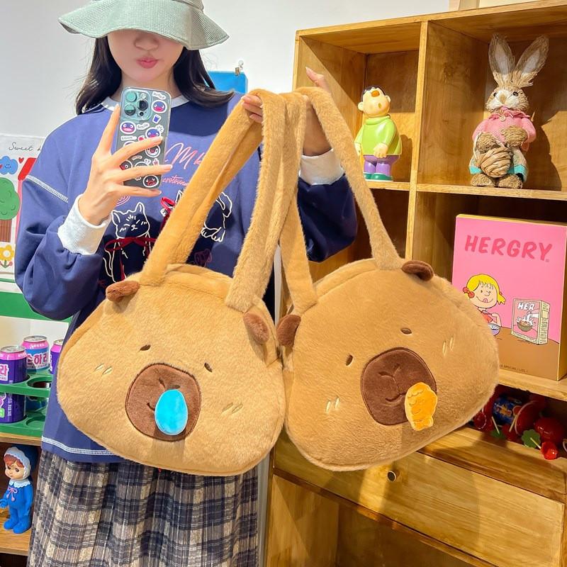 Capybara Carrot With Snout Plush Crossbody Shoulder Bag Animal Bag Cartoon