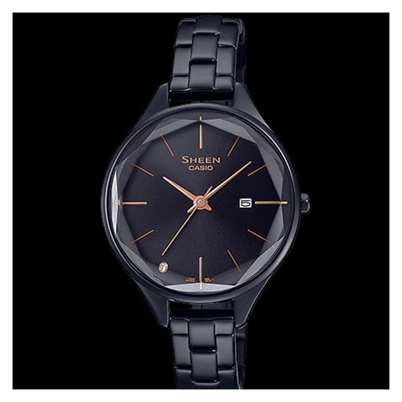 Casio CASIOSHEEN series simple three-dimensional rhombus business quartz movement stainless steel strap Japanese and Korean SHE-4062BD-1AUPR-person