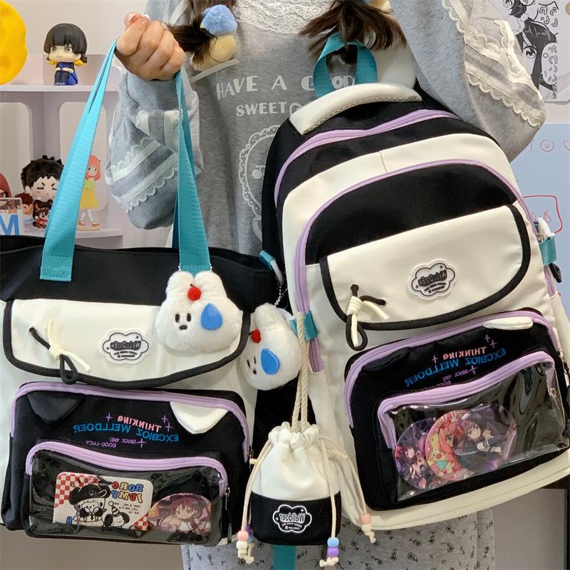 School Bag Contrasting Color School Bag Female High Value Sweet Beauty Child