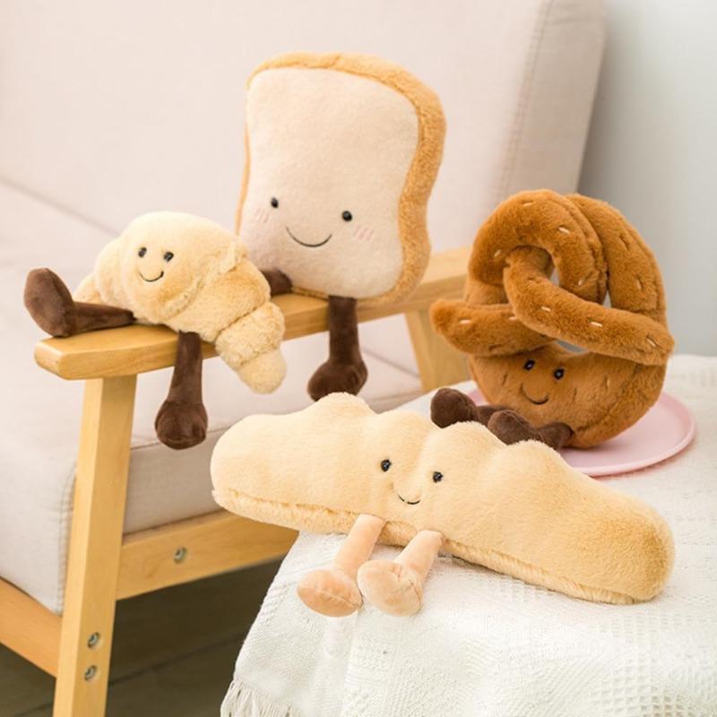 9" Croissant Plush Toy Cute Croissant Bread Pillow Stuffed Animals Funny Soft Food Plushies Toy (Pretzel)