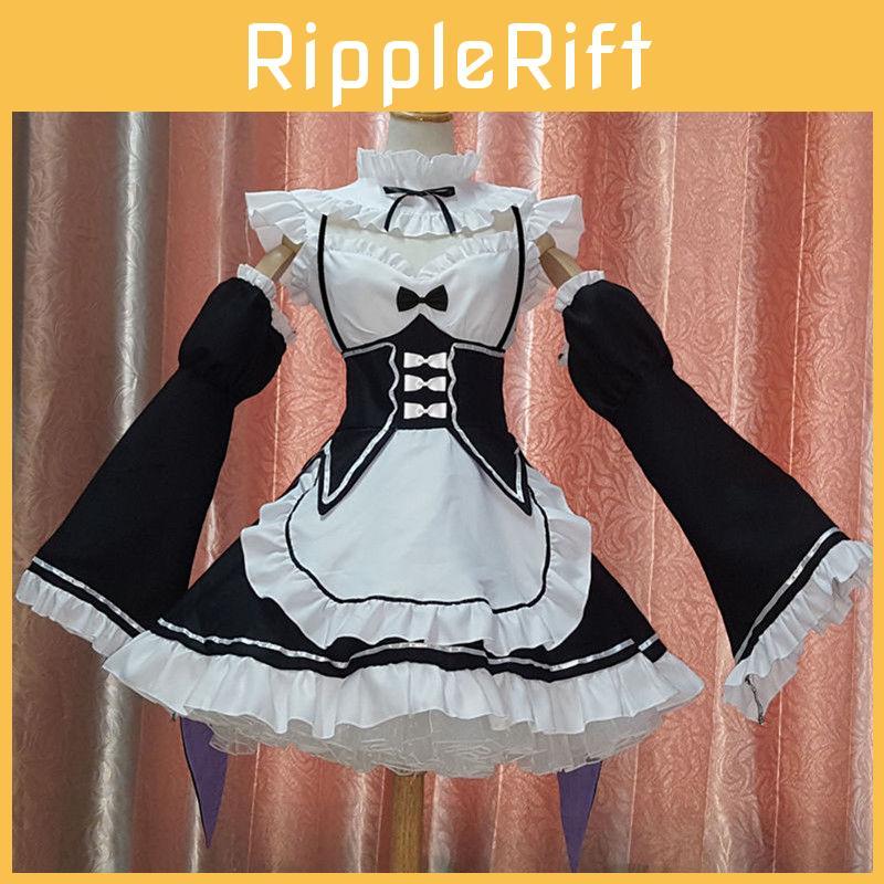 Elegant Zero Kara Hajimeru Isekai Seikatsu Twins Ram/rem Versatile Cosplay Maid Dress With Matching Headwear