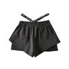 Summer Spicy Girl Style Elastic Waist Patchwork High Waist Wide Leg Casual Shorts for Women