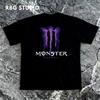 Camiseta de Verão 100% Algodão Masculina – Estampa Gráfica de Monstro Off-Road Moto – Top Solto Gola Redonda Streetwear/Hip-Hop