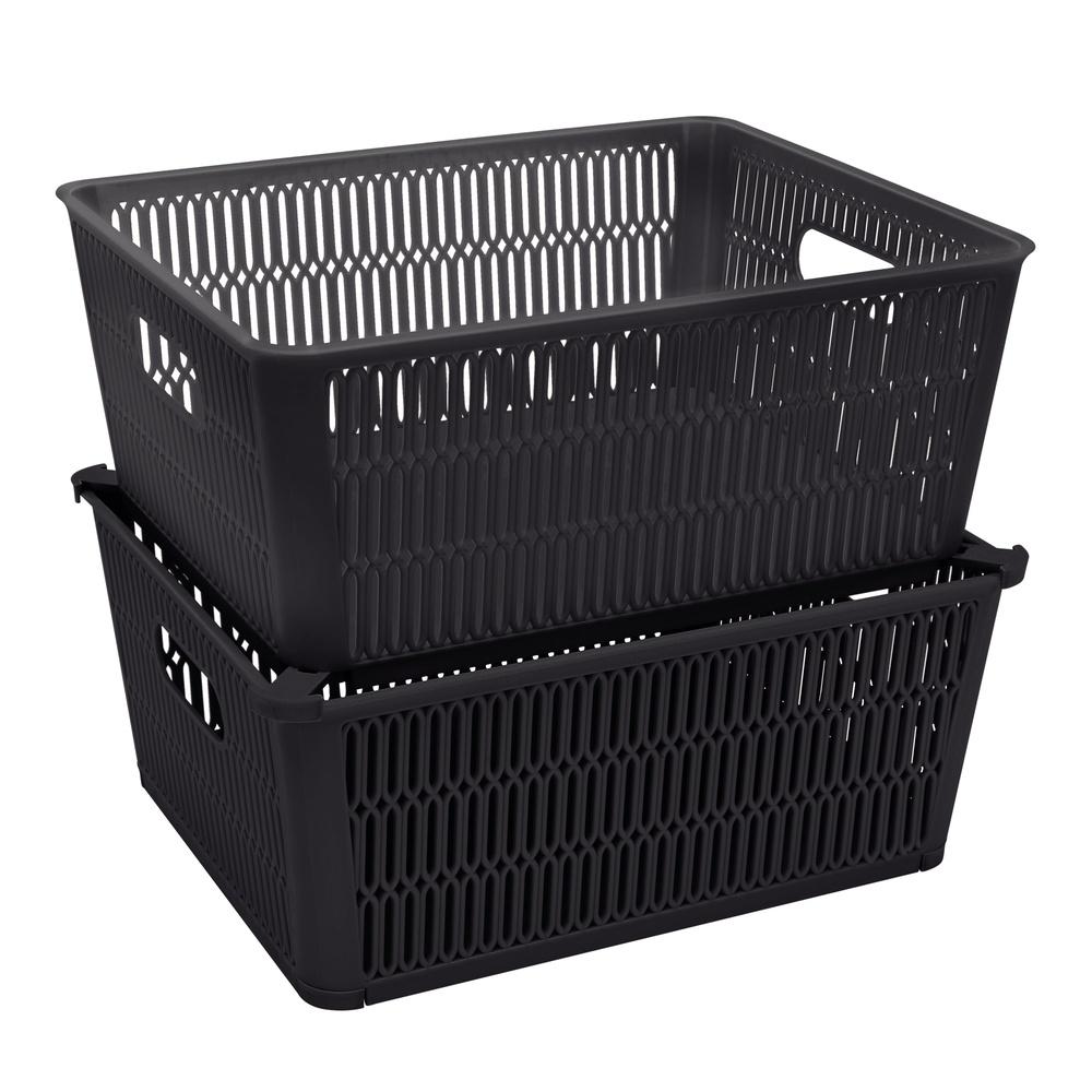 

Slide 2 Stack It Plastic Storage Tote Baskets 2 Pack Stackable Organizing Bins with Handles Maximize Storage Space Home United States