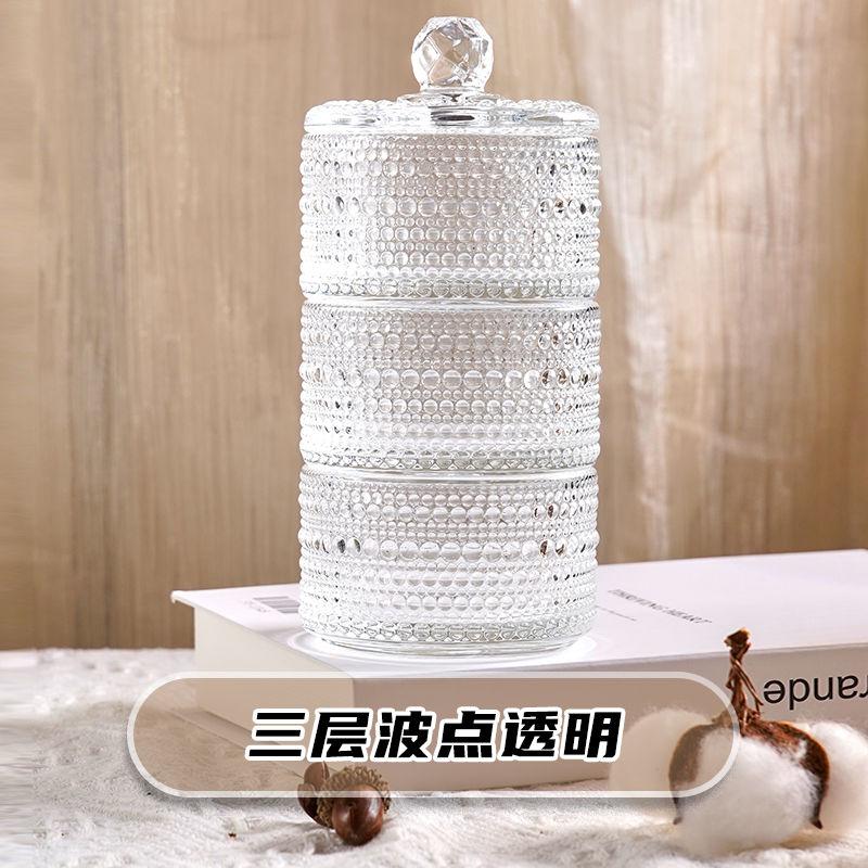European Creative Luxury Crystal Glass Candy Jar with Lid Dried Fruit Jar Jewelry Storage Box Home Decoration Storage Jar