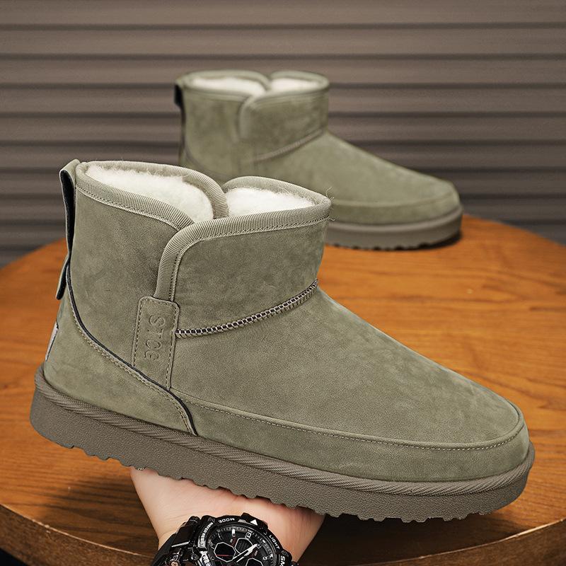 Northeast snow boots men's leather short boots winter velvet thickened large cotton shoes warm bread shoes