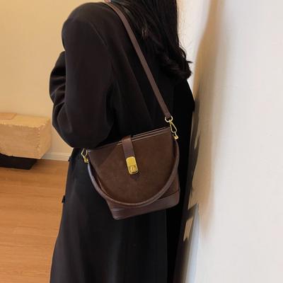 Vintage Crossbody Bucket Bag Autumn/Winter Tote Deluxe Shoulder Bag