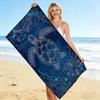 1 Piece Deep Blue Turtle-Print Beach Towel, Ultra-Fine Fiber Bath Towel, Absorbent And Quick-Drying Swimming Towel,