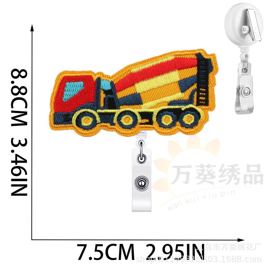 Car Easy-Pull Buckle Embroidery Cloth Sticker Cute Construction Vehicle Clothes Patch Sticker Crocodile Clip Truck Embroidery Chapter Boy