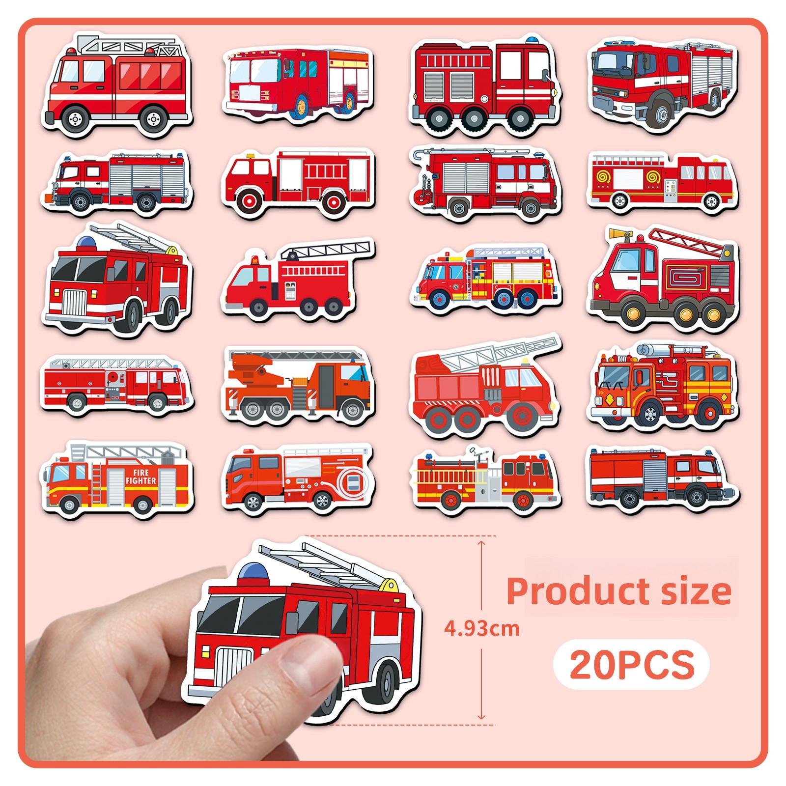 

20 Pieces of Fire Truck Soft Magnetic Refrigerator Personalized and Creative Waterproof Magnetic Stickers 20 Pieces of Stickers