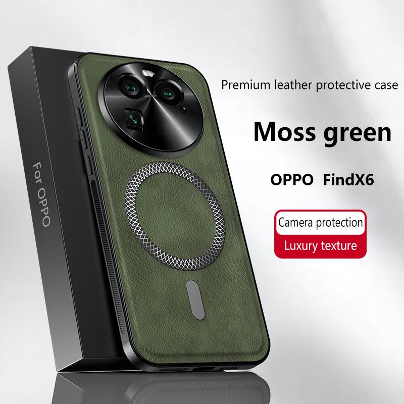 For Oppo Find X6 Case Magnetic Elegant Leather Wear-Resistant Lens Fully Covered Non-Slip Grip Edge Cover Shell