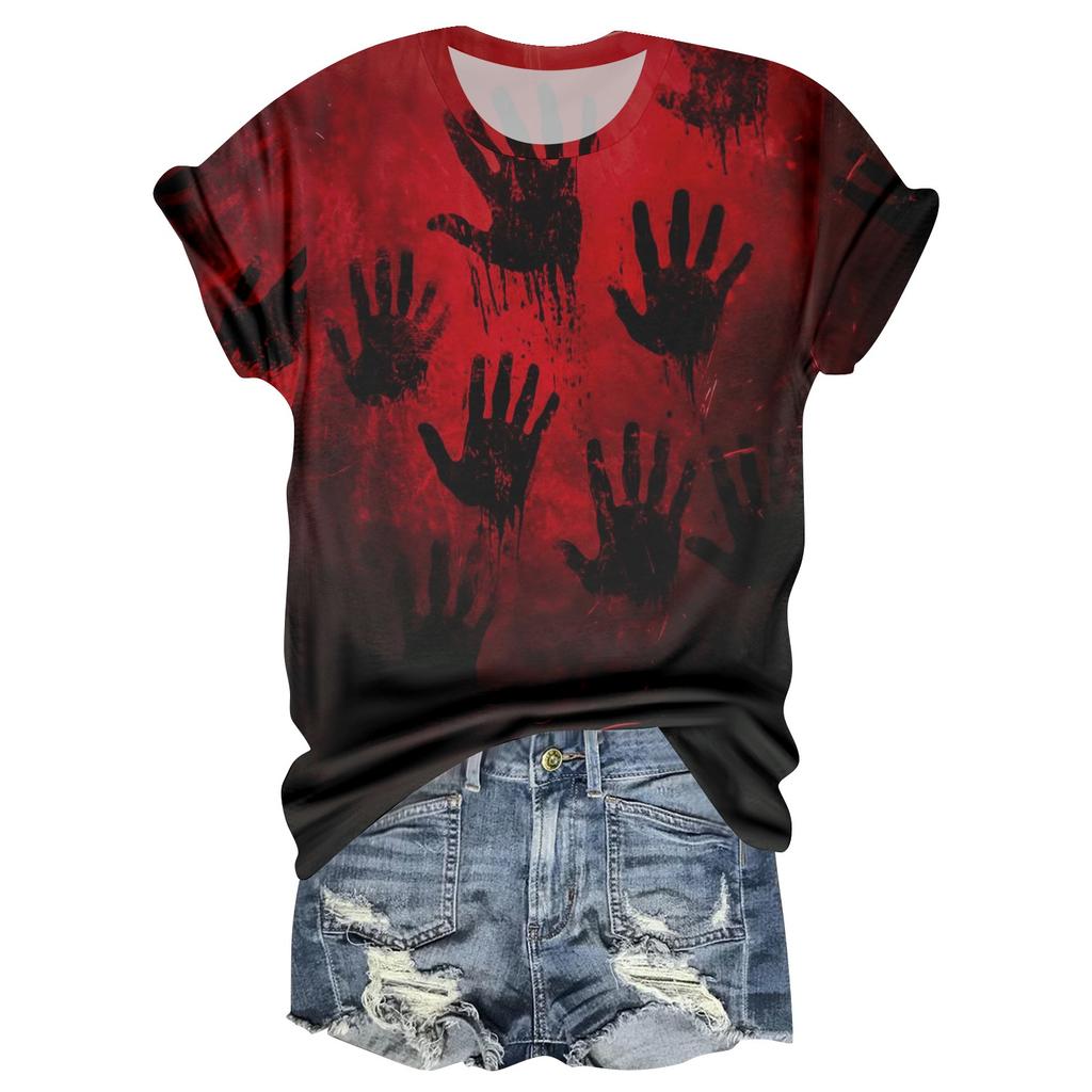 Dámské ležérní tričko s kulatým výstřihem a krátkým rukávem s halloweenským potiskem