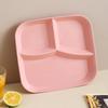 Cute Wheat Straw Divided Plate, 3-Compartment, Drop-Proof, Heat-Resistant - Perfect for Home or Kindergarten Baby Meals