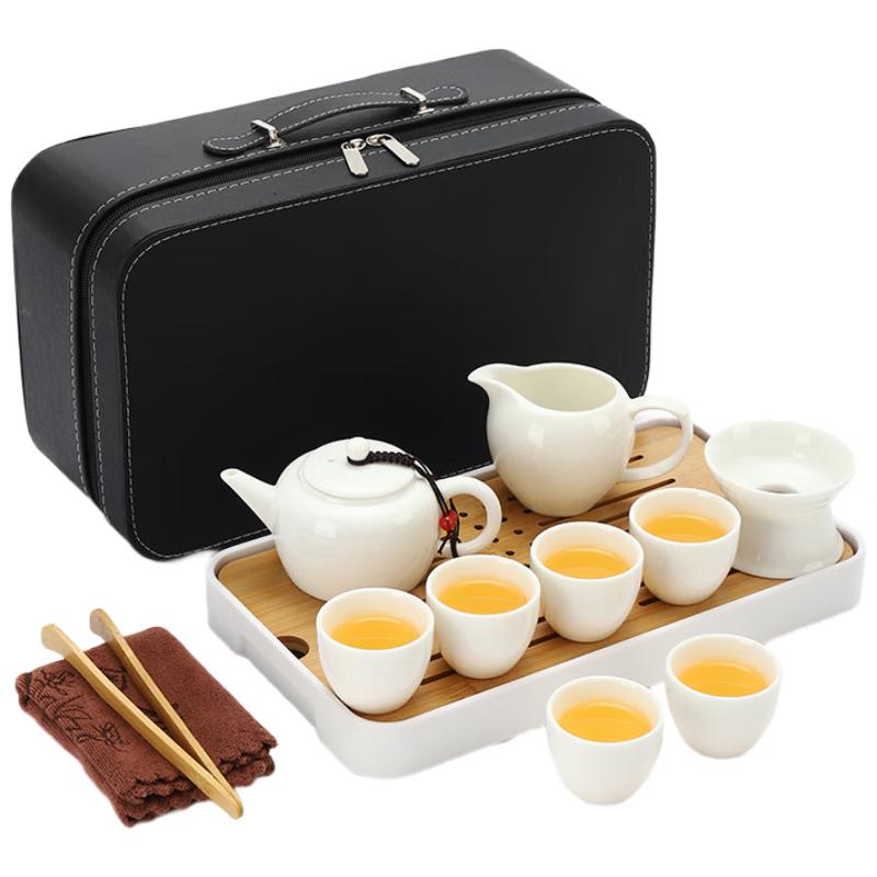 Woding Mutton-Fat Jade White Porcelain Travel Gongfu Tea Set