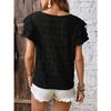 IHUASU Women's Summer Double Layer Lotus Sleeve Round Neck Style Pullover T-shirt Women