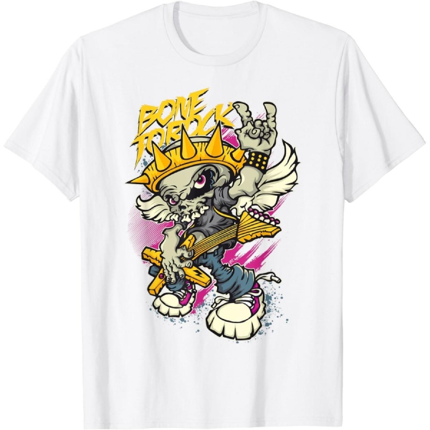 AspeAr Bone Rock On Band Tees Rock and Roll Concert Graphic Tees T-Shirt XXXXXL белый