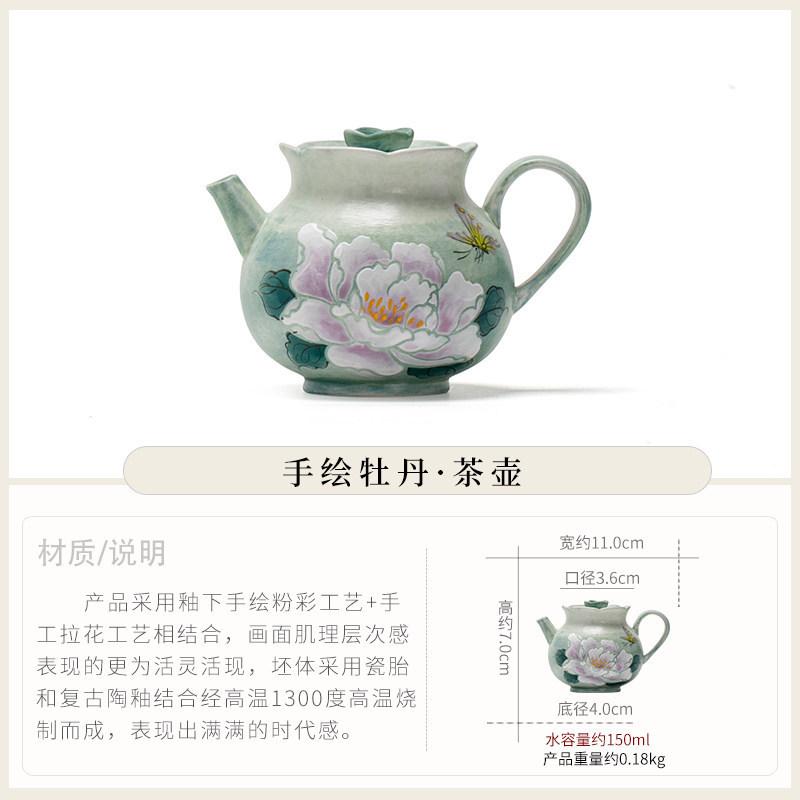 Pastel Hand-painted Teapot Teacup for One Person, Kung Fu Tea Set, Small Set, High-end Tea Set, Gift Box, Gift Companion