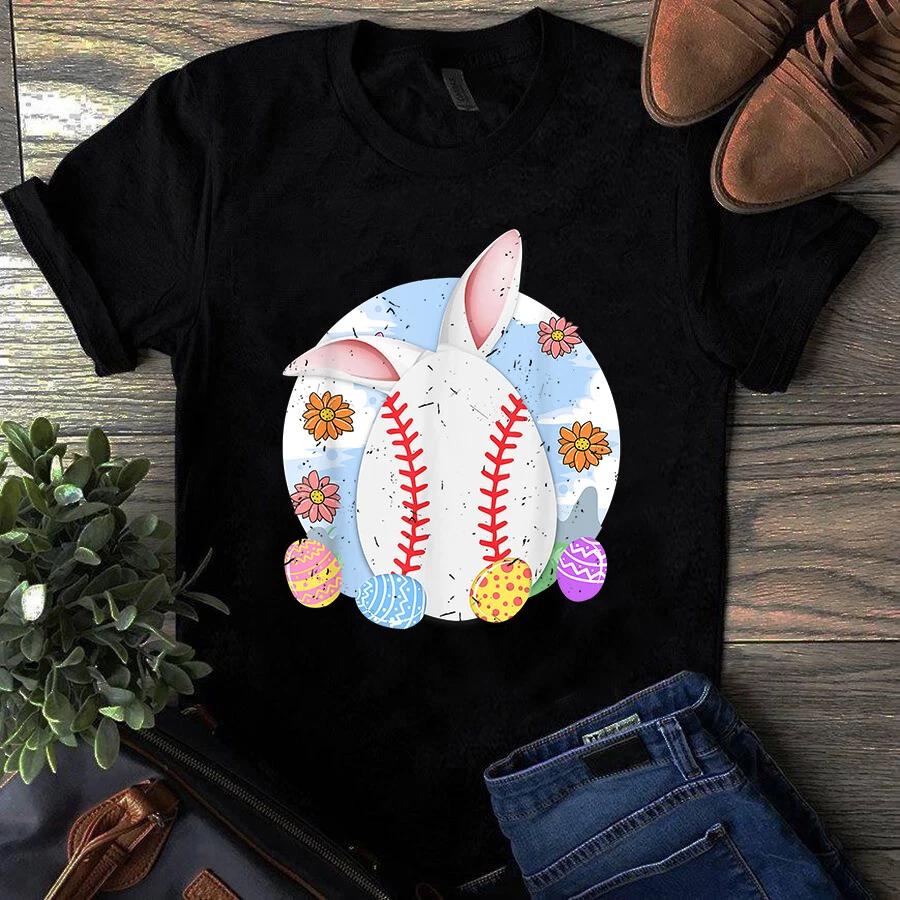 Cute Baseball Easter Egg Bunny Costume Happy Easter Day Men s and Women s T-shirts S