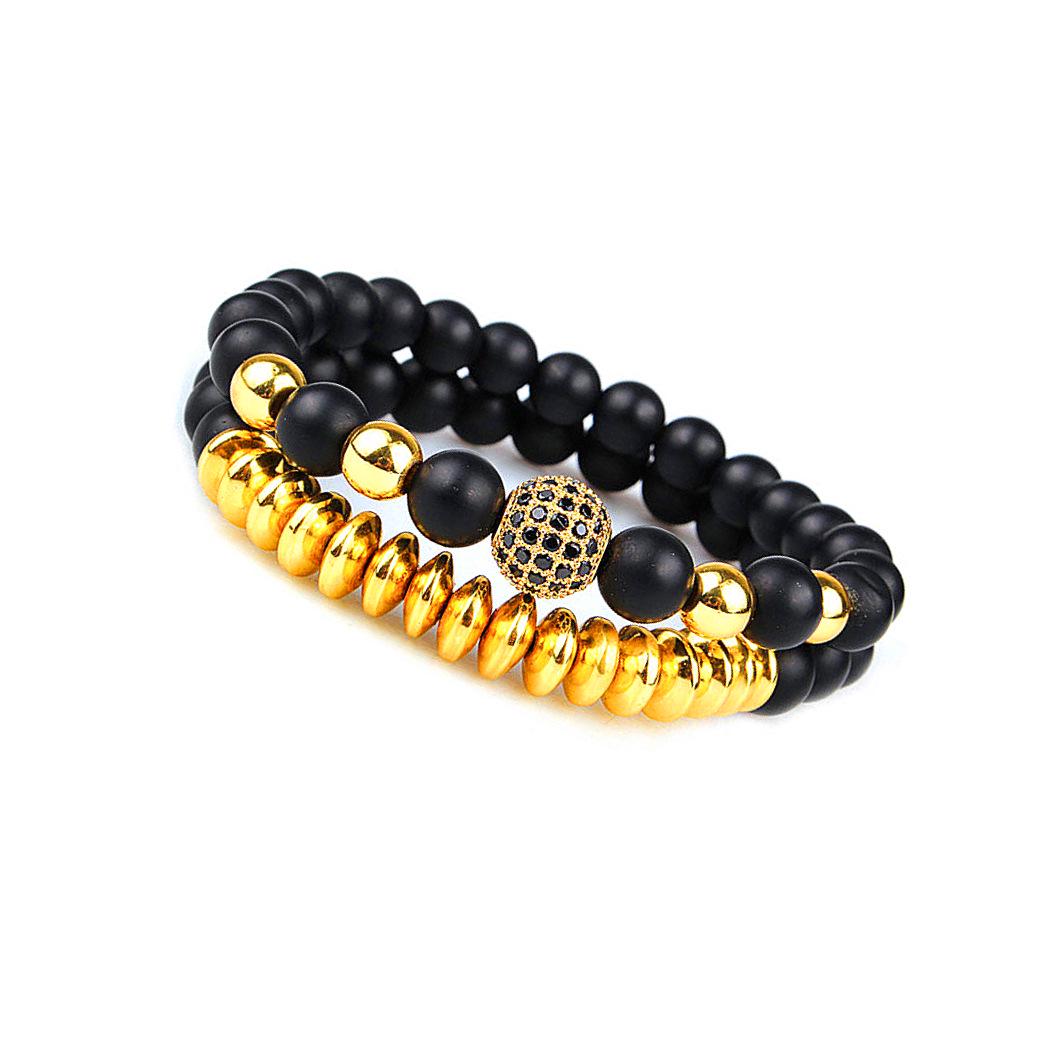 10mm Micro-inlaid Beads  6mm Copper Bead Natural Stone Agate Bracelet
