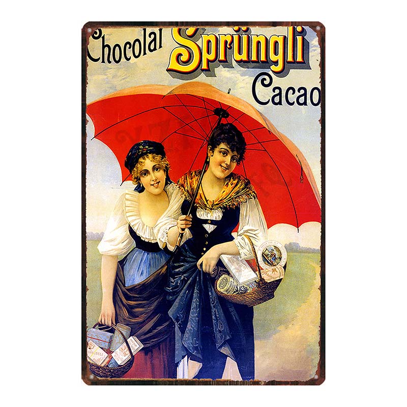YZFQVintage Affiche Alimentaire Chocolat Métal Rétro Panneaux Candy Bar Plaque Murale Cuisine Maison Restaurant Décoration DU-6822B